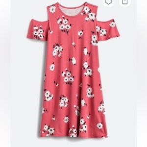 Pink Cold Shoulder Sundress with Short Sleeves